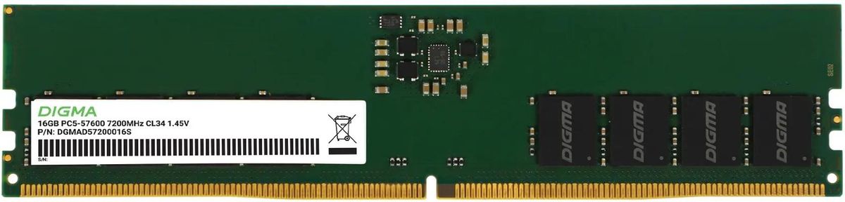 Память DDR5 DIMM 16Gb, 7200MHz DIGMA (DGMAD57200016S)