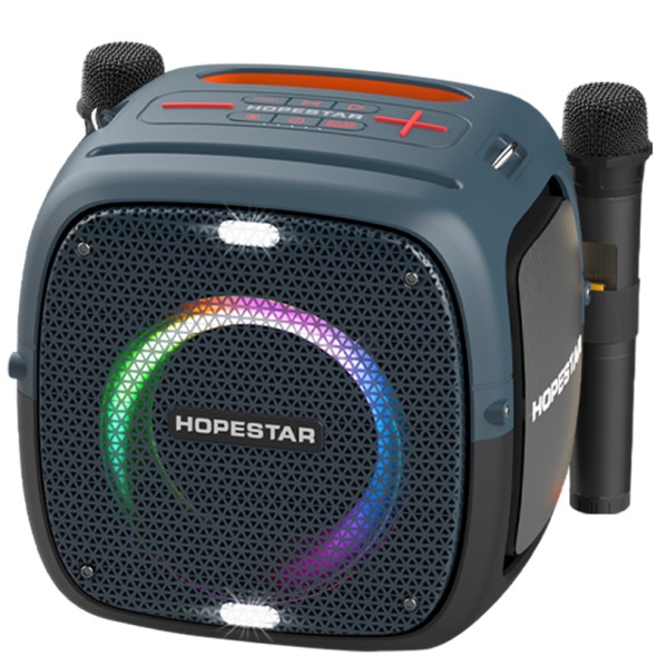 

Портативная акустика Hopestar Party One, 80 Вт, AUX, USB, microSD, Bluetooth, подсветка, синий, Party One