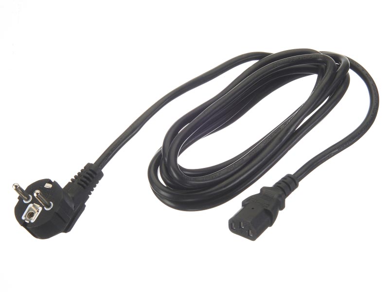 

Кабель питания IEC-320-C13-Schuko (Euro)(M) угловая вилка/прямой штекер, 16А, 3 м, черный Netko Optima (56918)