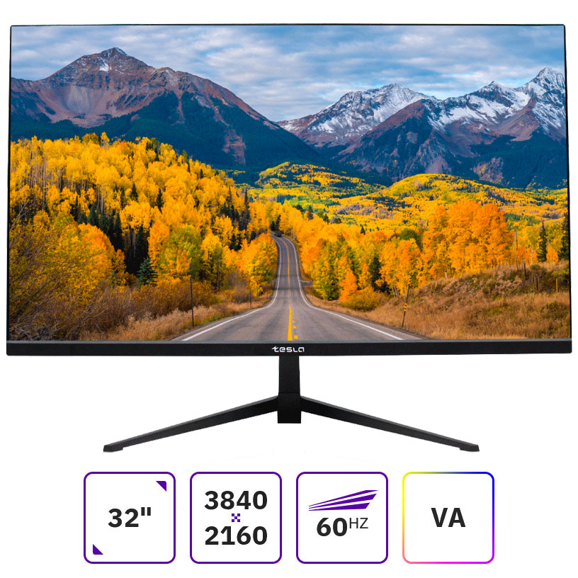 

Монитор 32" TESLA U3222DF VA, 3840x2160 (16:9), 300кд/м2, 4 мс, HDMI, DisplayPort, черный, U3222DF