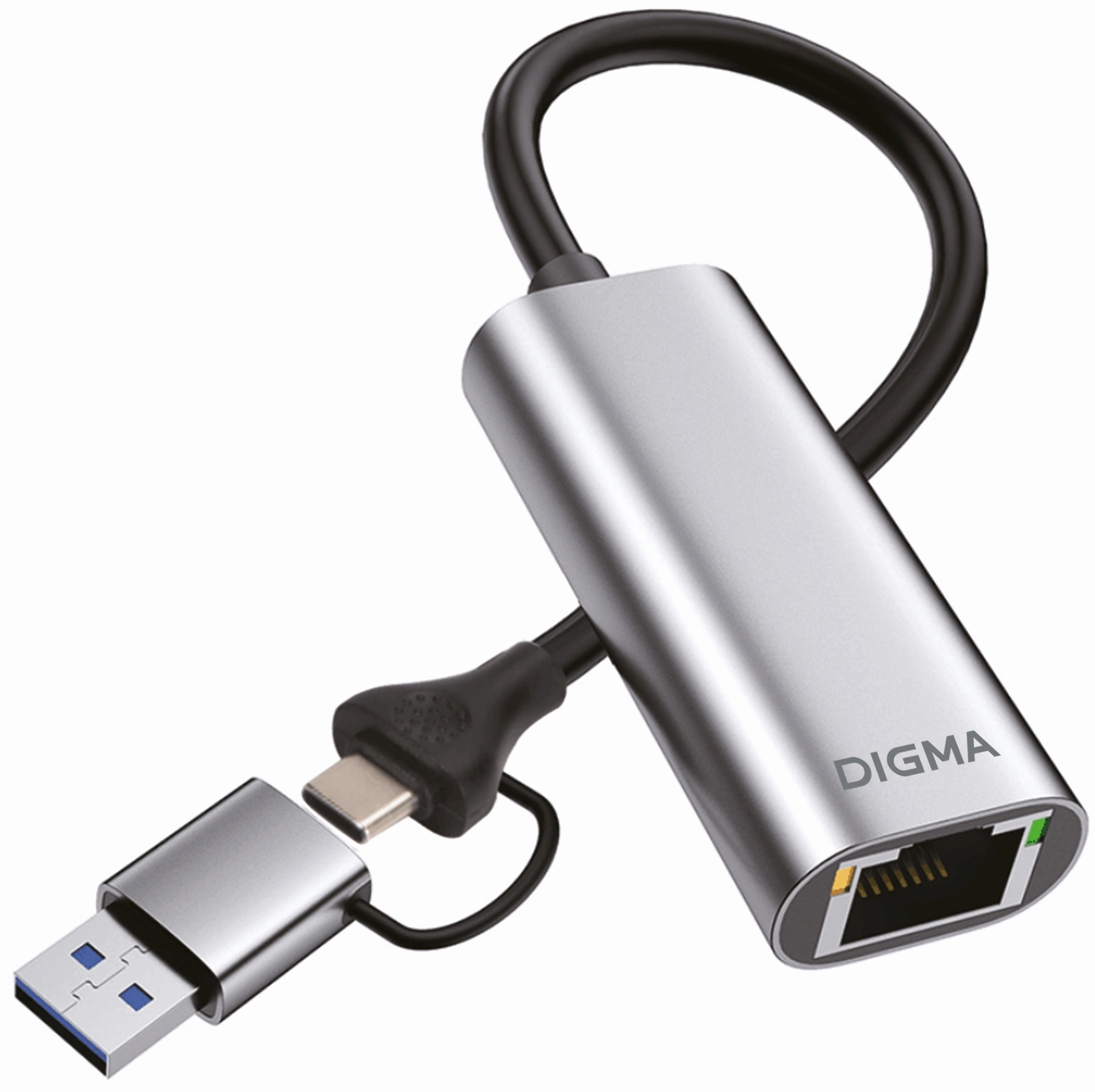 

Сетевая карта Digma DLA-GEUC01, 1xRJ-45, 1 Гбит/с, USB 3.0 Type-A/Type-C, Retail (DLA-GEUC01), DLA-GEUC01