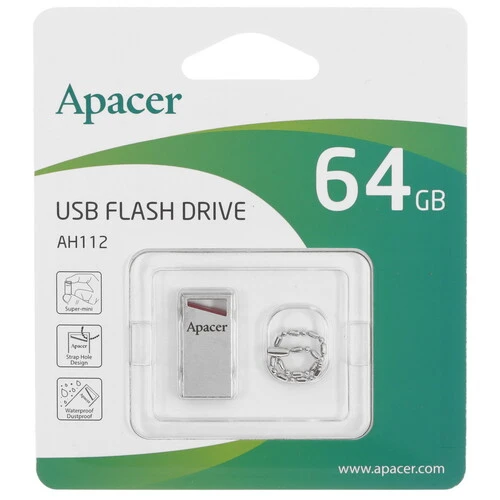 

Флешка 64Gb USB 2.0 Apacer AH112, серебристый (AP64GAH112R-1), AH112