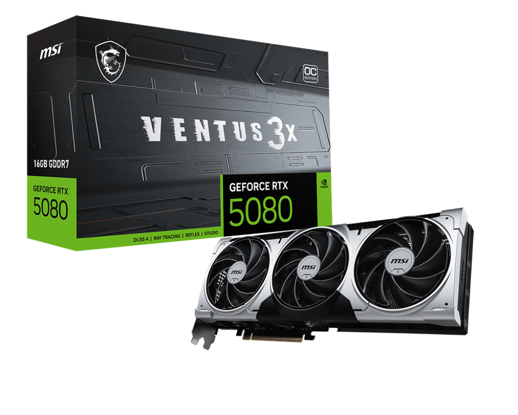 Видеокарта MSI NVIDIA GeForce RTX 5080 16G VENTUS 3X OC PLUS, 16Gb GDDR7