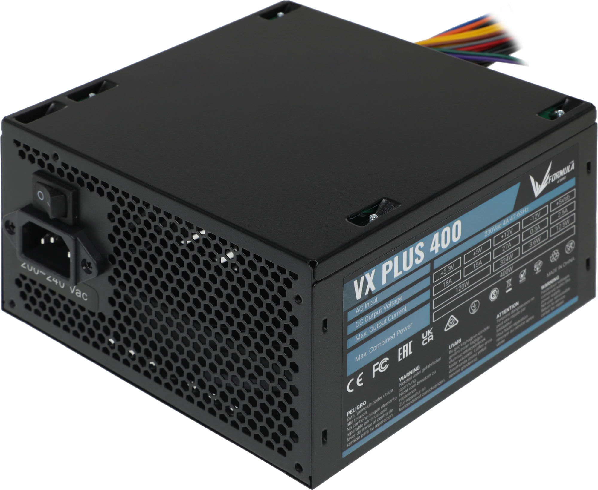 

Блок питания 400 Вт ATX Formula V VX PLUS 400, 120 мм, Retail (VX-400 PLUS), 400
