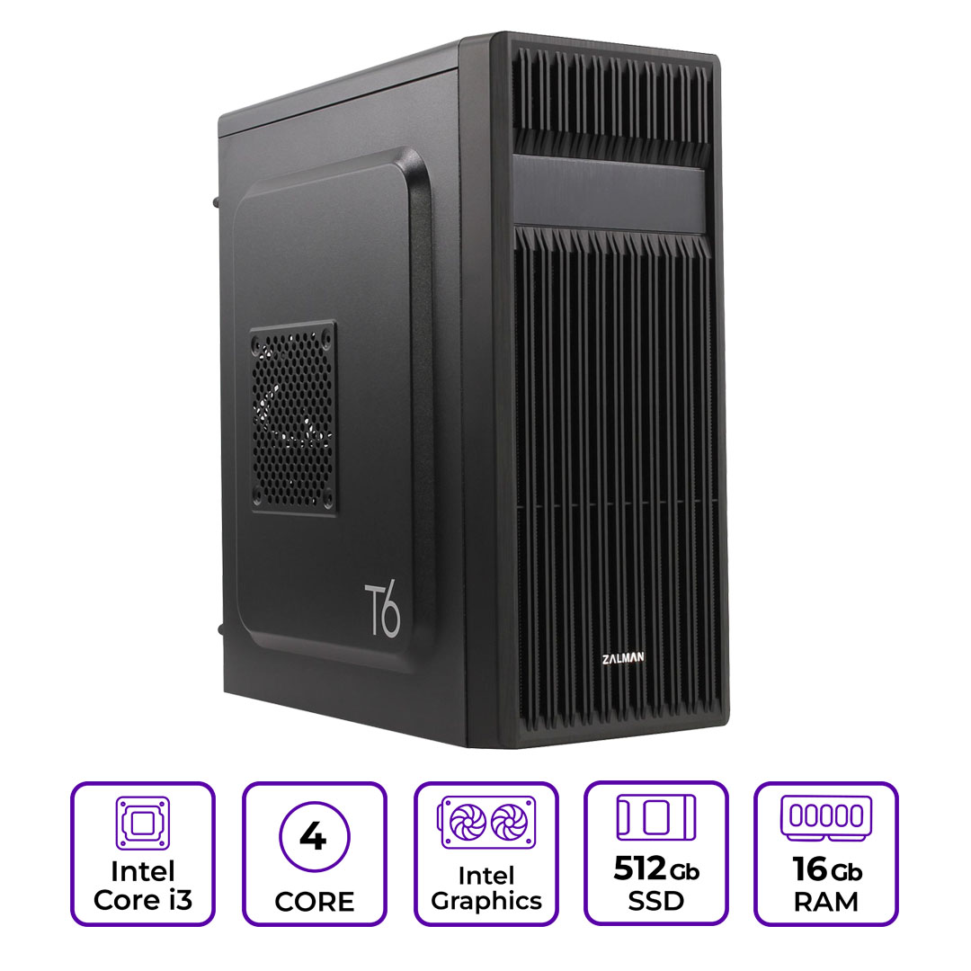 

Системный блок Mastero Middle ZM01, Intel Core i3 12100 3.3 ГГц, 16Gb RAM, 512Gb SSD UHD Graphics 730, DOS, черный (ZM01-I12100-16S512), ZM01
