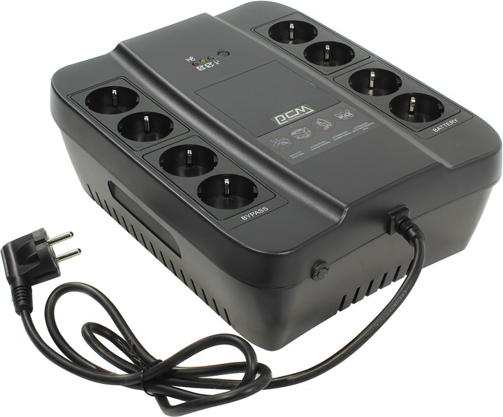 ИБП Powercom Spider SPD-1000N, 1000 В·А, 550 Вт, EURO, розеток - 8, черный б/у, после ремонта, в комплекте: коробка, ИБП