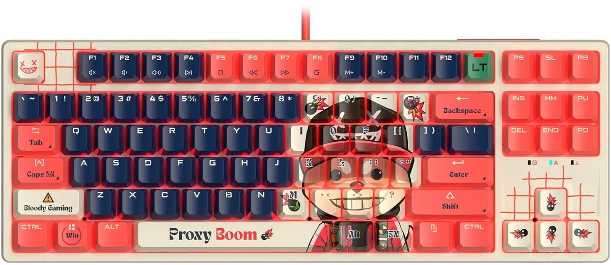 

Клавиатура проводная A4Tech Bloody AT87 Proxy Boom, механическая, подсветка, USB, бежевый/красный (AT87), Bloody AT87 Proxy Boom