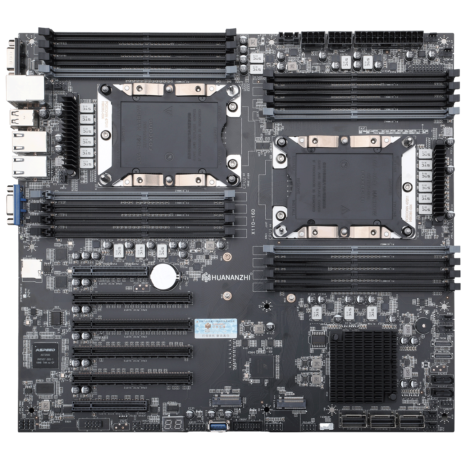 

Материнская плата HUANANZHI X11D-16D DUAL, 2xSocket3647, 2xIntel Xeon Gold 6140, iC621, 16xDDR4, 4PCI-Ex16, 2PCI-Ex8, 2xM.2-PCI-E, 14SATA3 RAID 0/1/5/10, 2xGLAN, IPMI, 4xUSB 2.0, 5xUSB 3.0, VGA, E-ATX, Retail (HNZ-X11D-16D-DUAL-6140), X11D-16D DUAL