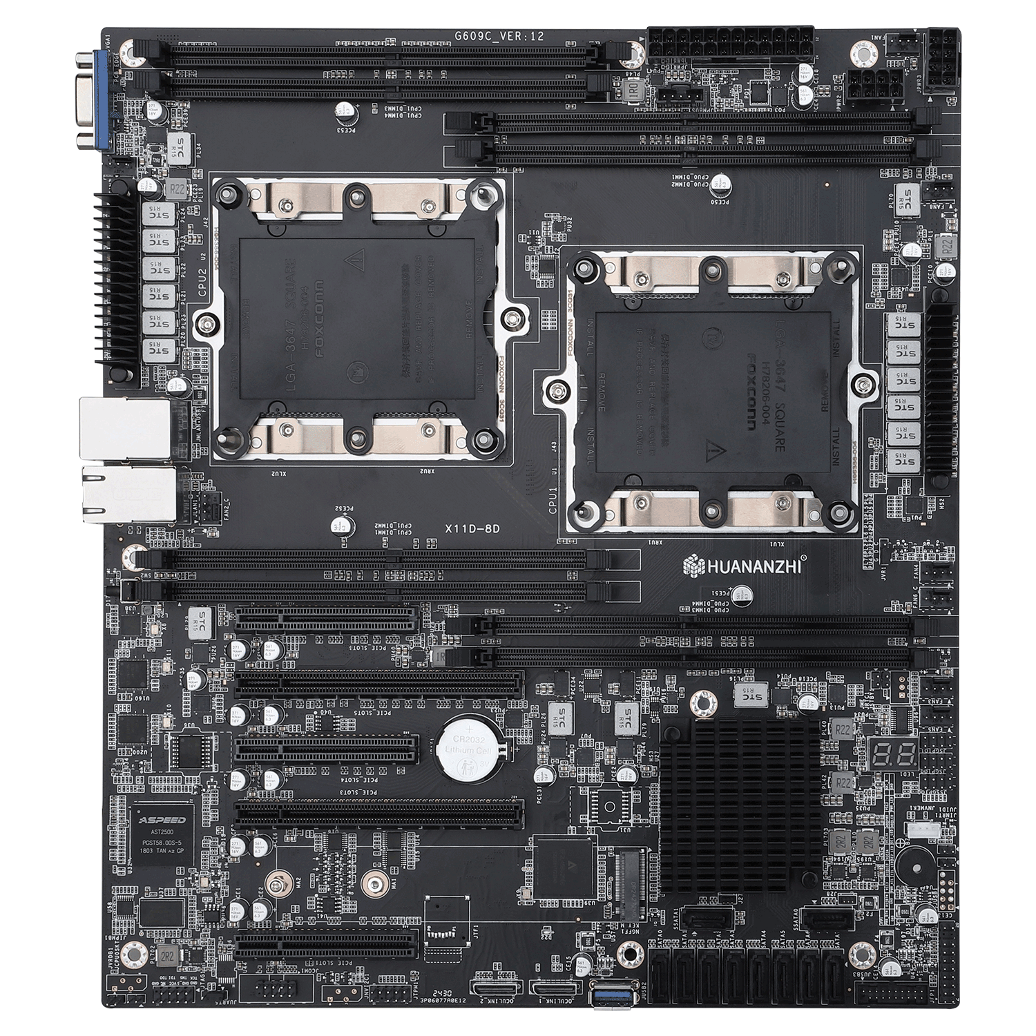 

Материнская плата HUANANZHI X11D-8D DUAL, 2xSocket3647, iC621, 8xDDR4, 2PCI-Ex16, 3PCI-Ex8, 1xM.2-PCI-E, 10SATA3, 2xGLAN, IPMI, 4xUSB 2.0, 3xUSB 3.0, VGA, E-ATX, Retail (HNZ-X11D-8D-DUAL), X11D-8D DUAL