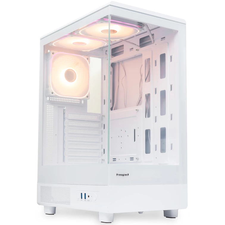 

Корпус HSPD F510, ATX, Midi-Tower, 2xUSB 3.0, RGB подсветка, белый, без БП (F510-TGWH-ARGB), F510