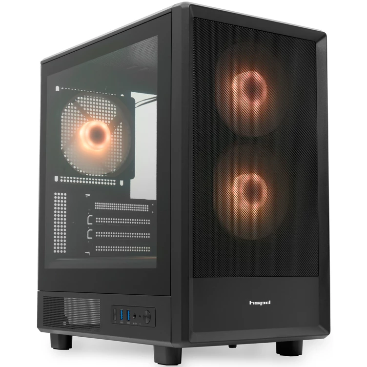

Корпус HSPD M310, mATX, Mini-Tower, 2xUSB 3.0, RGB подсветка, черный, без БП (M310-TGBK-ARGB), M310