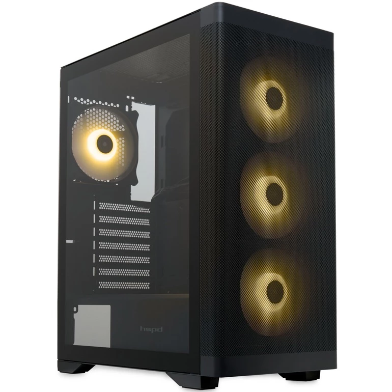 

Корпус HSPD M520, ATX, Midi-Tower, 2xUSB 3.0, RGB подсветка, черный, без БП (M520-TGBK-ARGB), M520