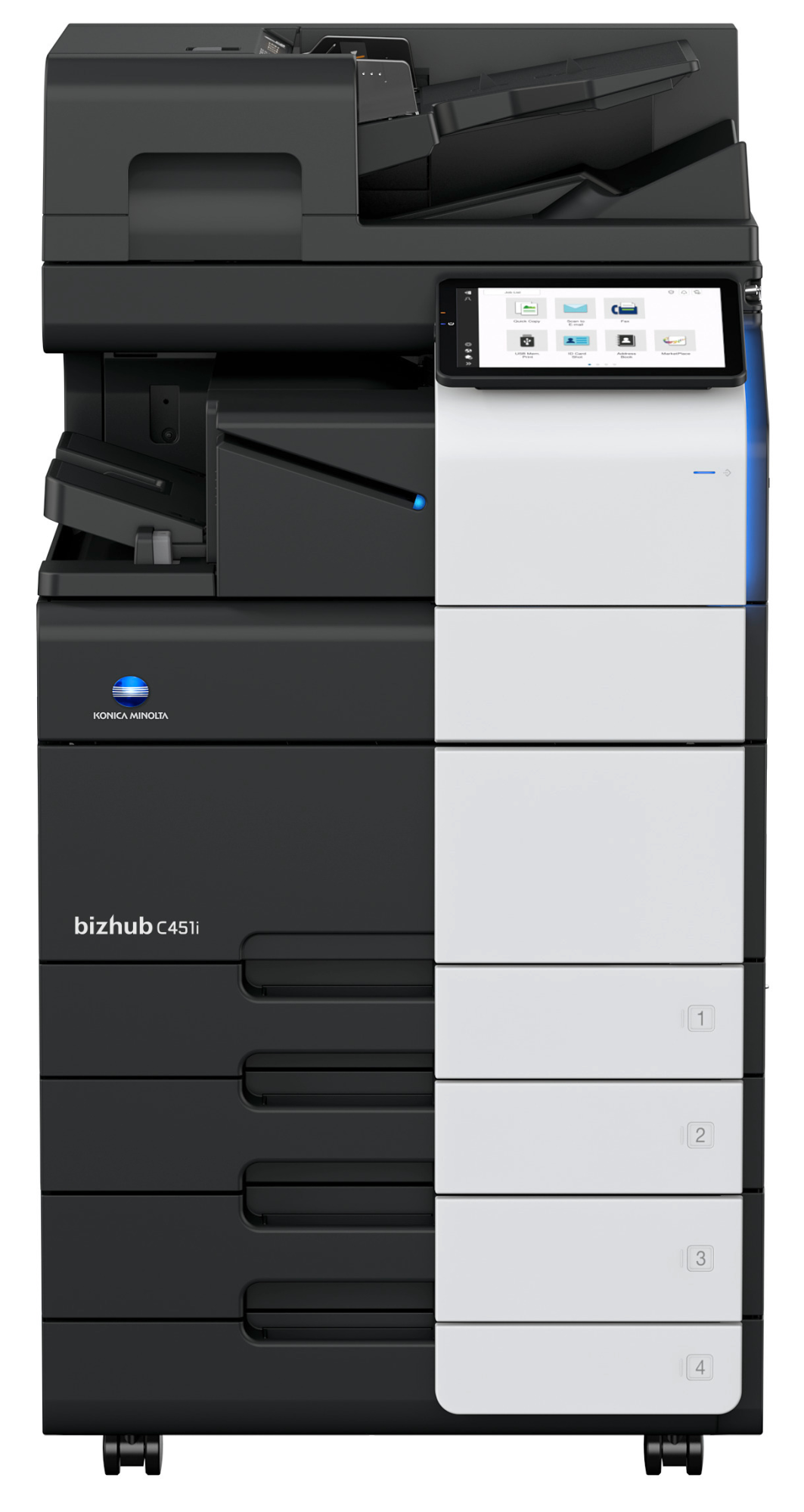

МФУ лазерный Konica Minolta bizhub C451i, A3, цветной, 45 стр/мин (A4 ч/б), 45 стр/мин (A4 цв.), 22 стр/мин (A3 ч/б), 22 стр/мин (A3 цв.), 1200x1200 dpi, дуплекс, ДАПД-300 листов, сетевой, USB, черный/серый, требуется запуск через АСЦ (ADXK021), C451i