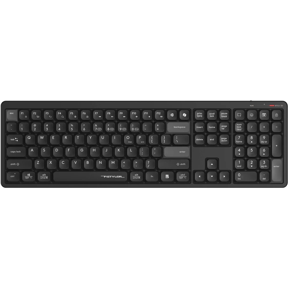 

Клавиатура проводная/беспроводная A4Tech Fstyler FBX55C, мембранная, Bluetooth/Радиоканал, черный (FBX55CB), Fstyler FBX55C