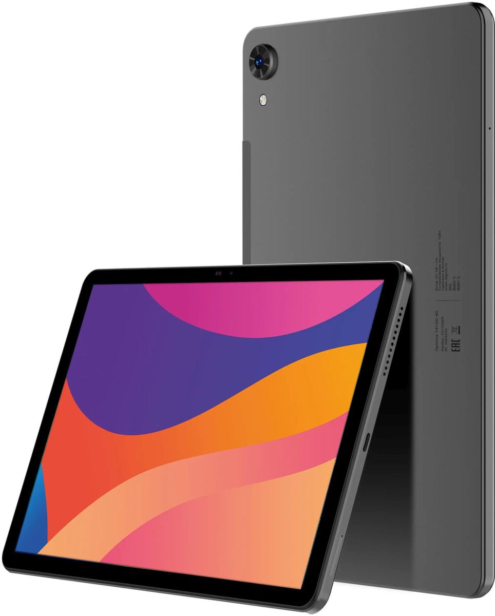 

Планшет Digma Optima 1416D 10.1" 1280x800 In-Cell, Unisoc T606, 4Gb RAM, 64Gb, 3G/4G LTE, WiFi, BT, 6 А·ч, Android 13, серый (TS1296PL), Optima 1416D