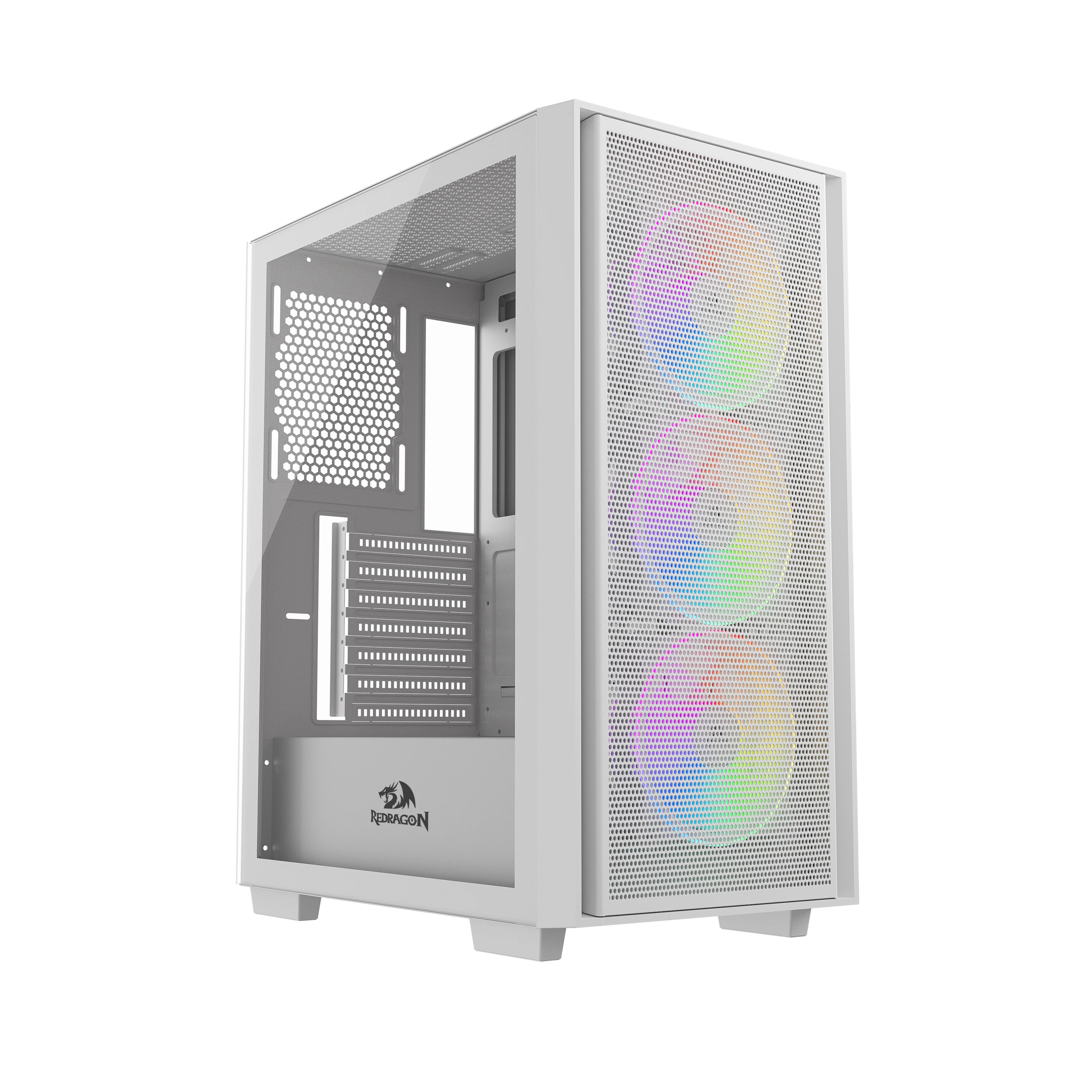 

Корпус Redragon Paktis3, ATX, Midi-Tower, USB 3.0, RGB подсветка, белый, без БП (72060), Paktis3