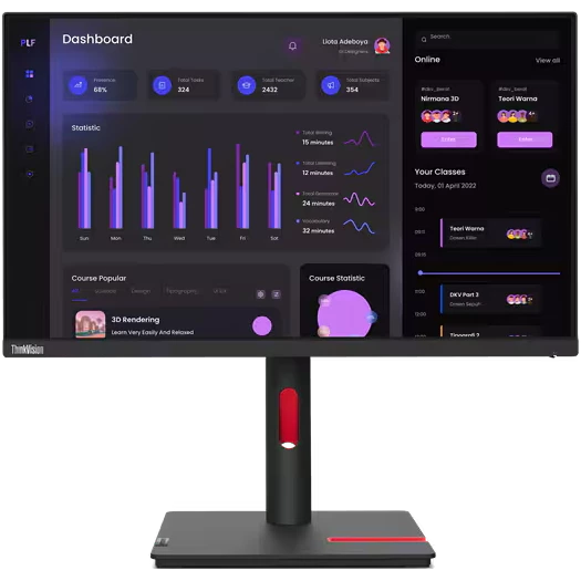 Монитор 23.8" Lenovo T24i-30 черный/красный