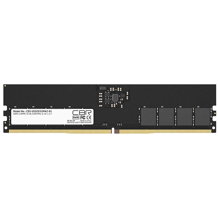 

Память DDR5 DIMM 32Gb, 5200MHz, CL42, 1.1V, CBR (CD5-US32G52M42-01) Retail, CD5-US32G52M42-01