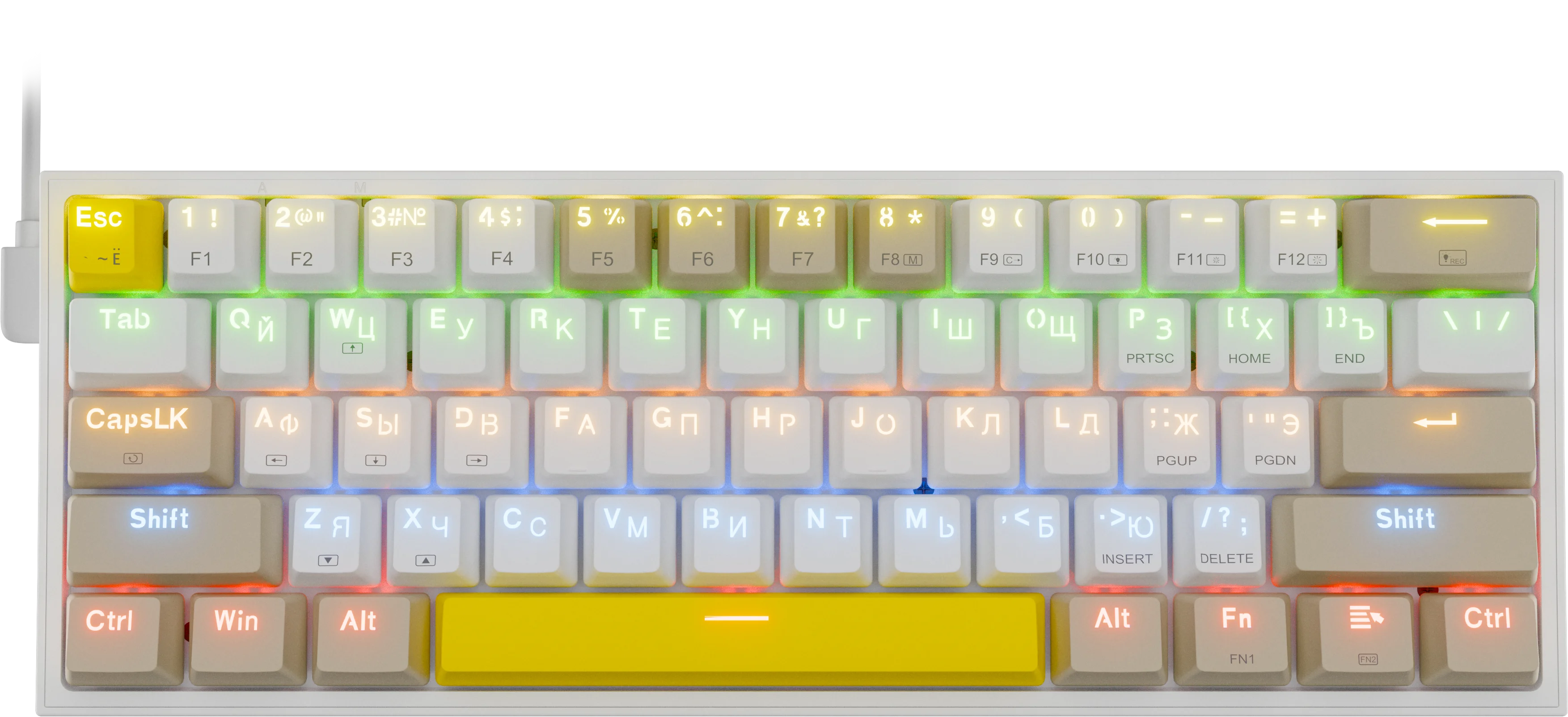 

Клавиатура проводная Redragon Fizz, механическая, Redragon+Melt-Gold, подсветка, USB, белый (72597), Fizz