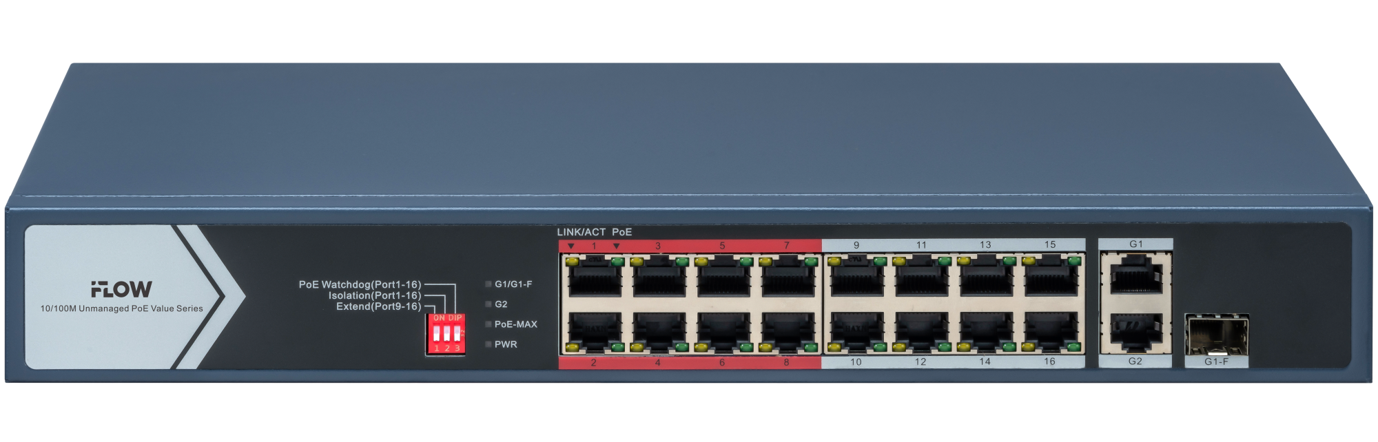 

Коммутатор iFlow F-SW-EU418POE-V/L, кол-во портов: 16x100 Мбит/с combo RJ-45/SFP 1x1 Гбит/с, кол-во SFP/uplink: RJ-45 1x1 Гбит/с, PoE: 16x30 Вт (макс. 130 Вт) (F-SW-EU418POE-V/L), F-SW-EU418POE-V/L