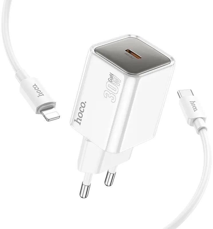 

Сетевое зарядное устройство Hoco Glorious N47 30 Вт, EU, USB type-C, PD, белый (PD30W 35363), N47