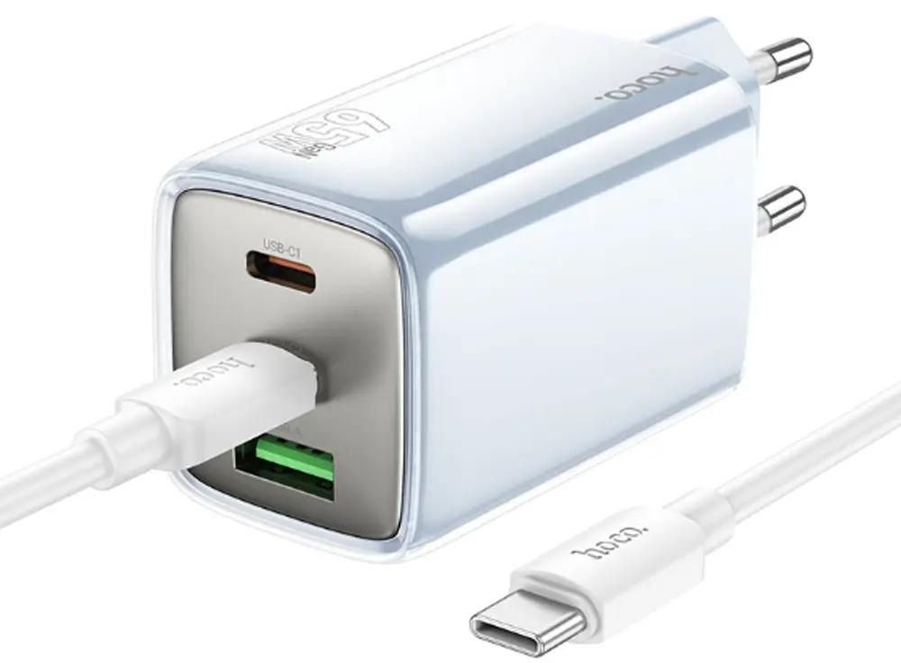 

Сетевое зарядное устройство Hoco Glorious N49 65 Вт, USB, EU, 2xUSB type-C, Quick Charge, PD (35479), Синий, N49