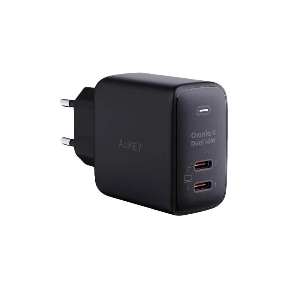 

Сетевое зарядное устройство Aukey Omnia 2 45 Вт, EU, USB type-C, Quick Charge, PD, черный (AWC-PA-B4TB), 2