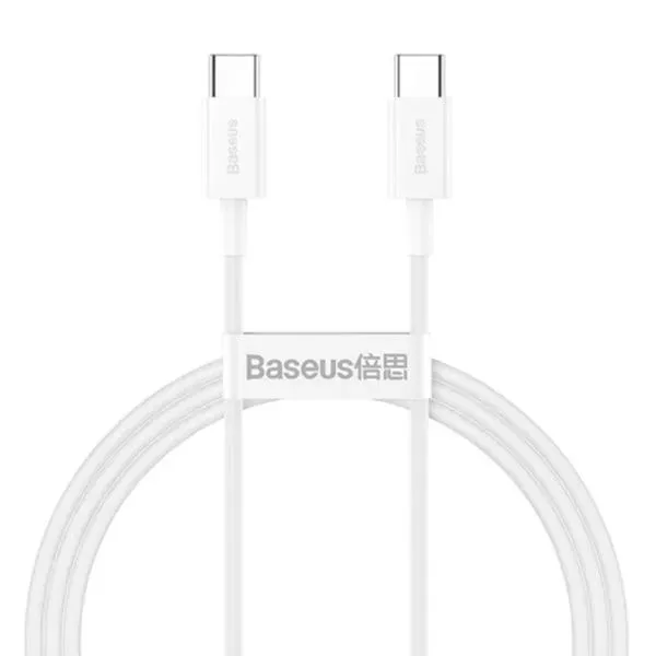 

Кабель USB Type-C(m)-USB Type-C(m), быстрая зарядка, 1 м, белый, Baseus Superior Series 2 (P10365200211-03)