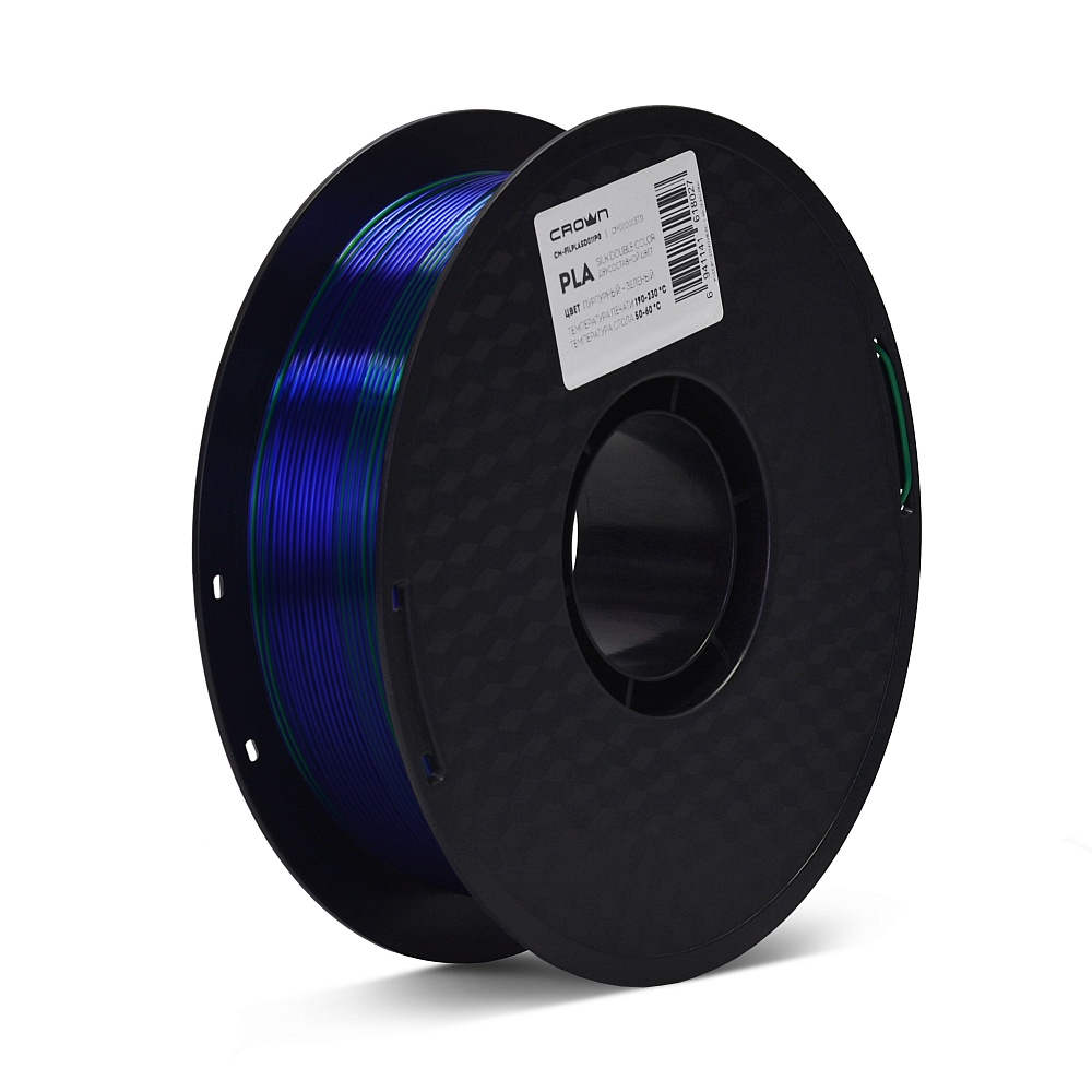 

Пластик CROWN CM-FILPLASD011PG, PLA Silk, 1.75 мм x 330 м, пурпурный/зеленый для 3D принтера (CM000003731), CM-FILPLASD011PG