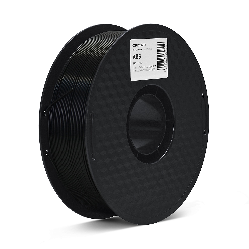 

Пластик CROWN CM-FILABS020B, ABS, 1.75 мм x 330 м, черный для 3D принтера (CM000003725), CM-FILABS020B