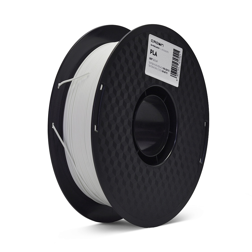 

Пластик CROWN CM-FILPLA001W, PLA, 1.75 мм x 330 м, белый для 3D принтера (CM000003715), CM-FILPLA001W
