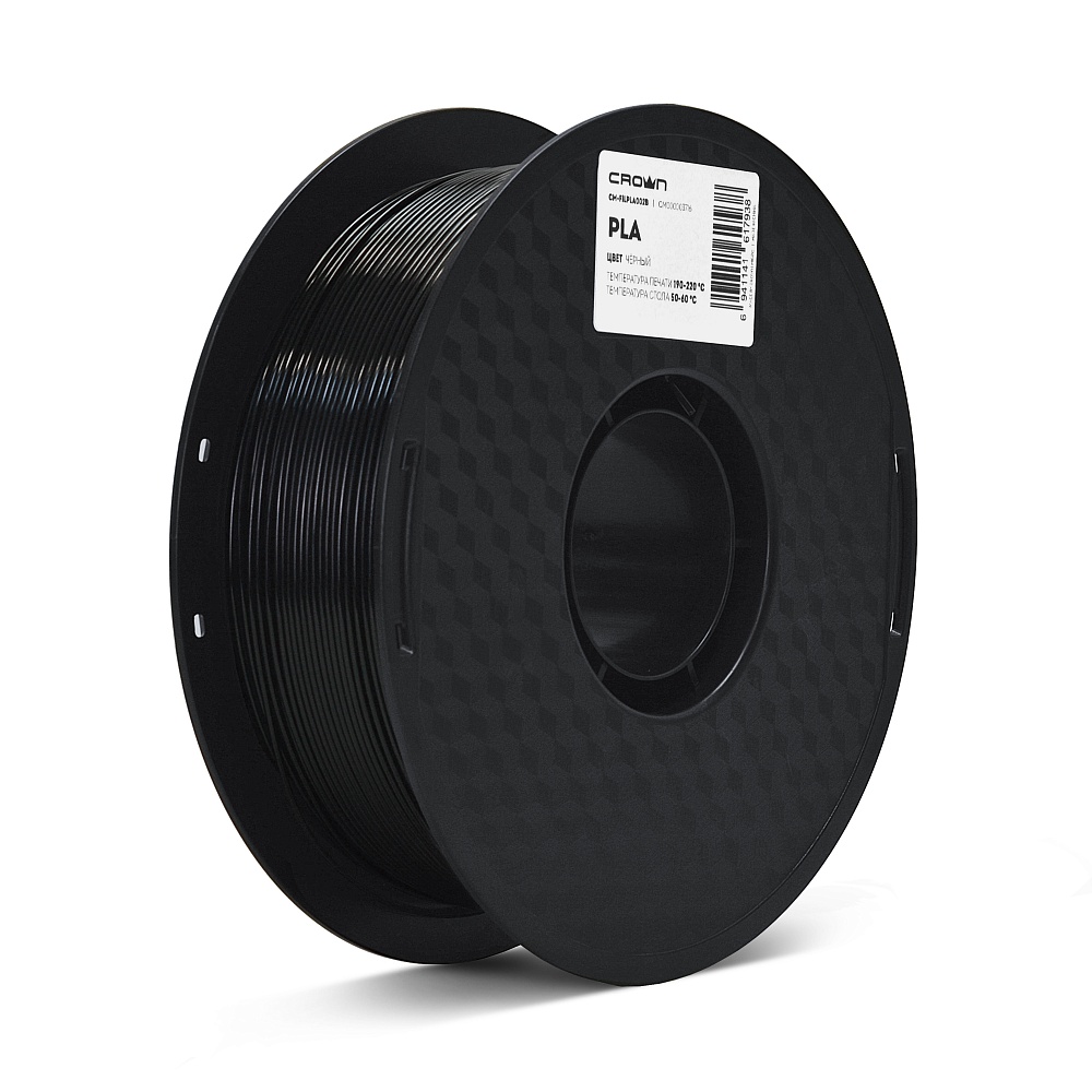 

Пластик CROWN CM-FILPLA002B, PLA, 1.75 мм x 330 м, черный для 3D принтера (CM000003716), CM-FILPLA002B