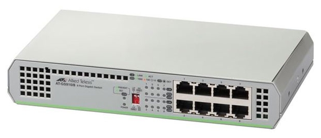 

Коммутатор Allied Telesis AT-GS910/8-50 неуправляемый настольный 8x10/100/1000BASE-T, AT-GS910/8