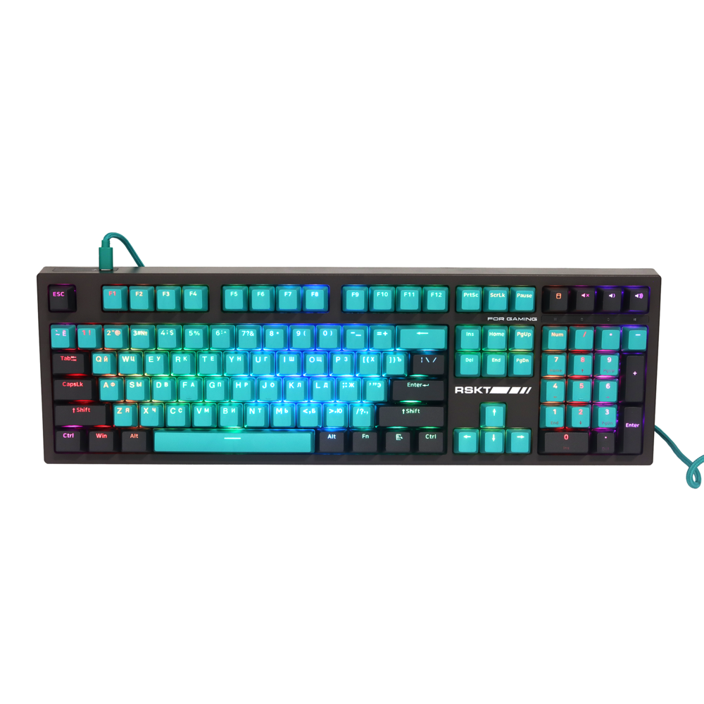 

Клавиатура проводная Raskat KM002 Green, механическая, Raskat Custom White, подсветка, USB, зеленый/серый (KM002 Green), KM002 Green