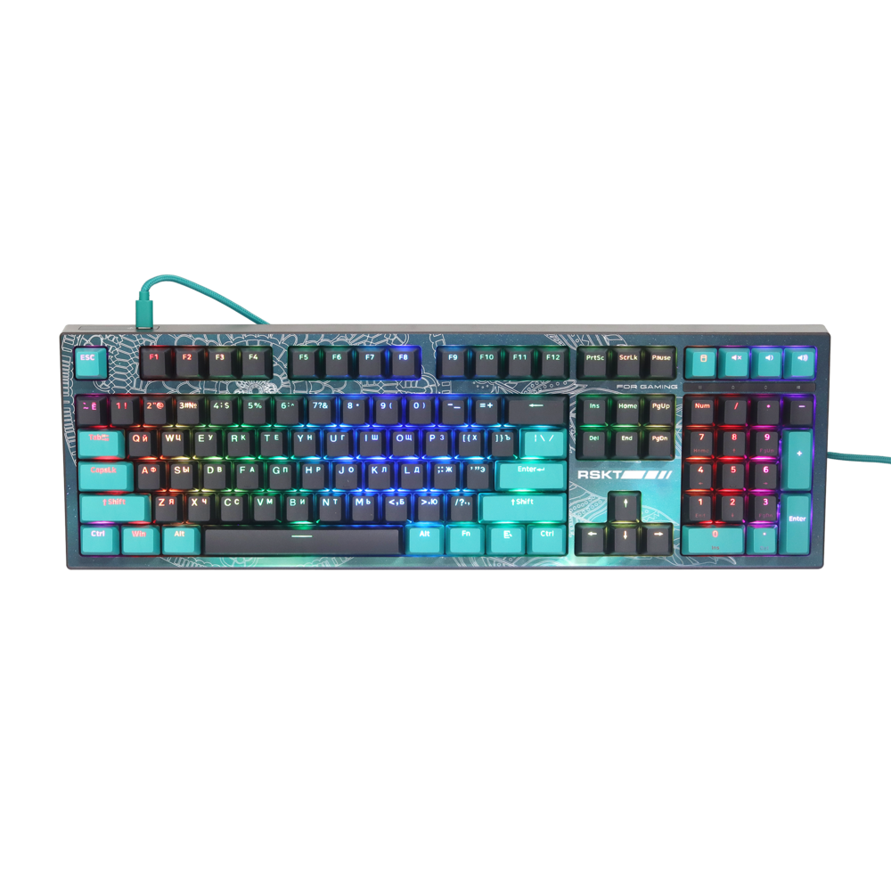 Клавиатура Raskat KM002 UV Gray, USB, серый/зеленый (KM002 UV Gray)