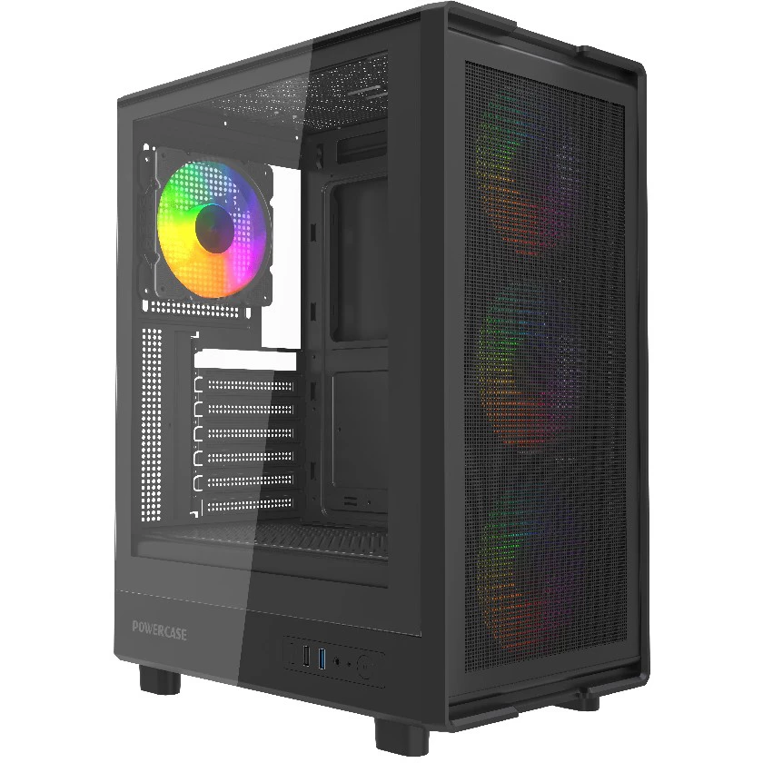 

Корпус PowerCase Mistral A4B, ATX, Midi-Tower, USB 3.0, RGB подсветка, черный, без БП (CMAB-L4), Mistral A4B