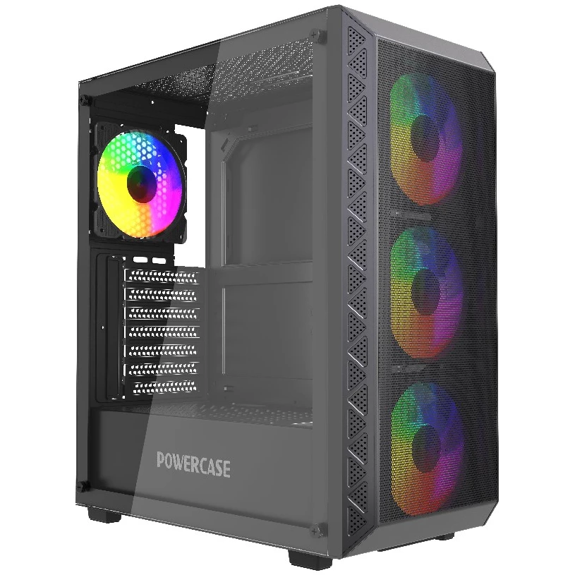 

Корпус PowerCase Mistral S4B, ATX, Midi-Tower, USB 3.0, RGB подсветка, черный, без БП (CMSB-L4), Mistral S4B
