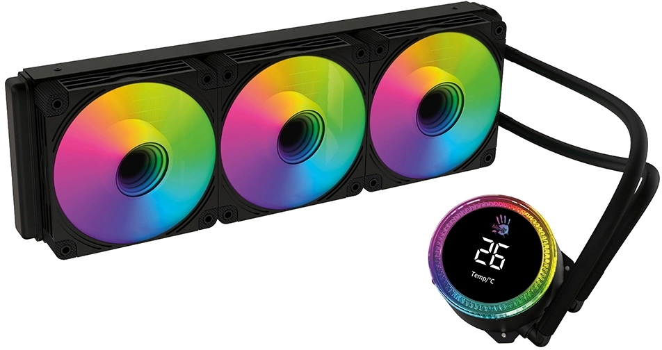 

Жидкостное охлаждение Bloody BD-LC360ARGB2 для Socket 115x/1200/1700/1851/AM5/AM4, 300 Вт, 3x120 мм, ARGB, черный (BD-LC360ARGB2-BK), BD-LC360ARGB2