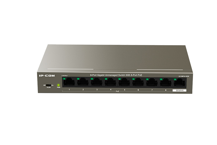 

Коммутатор IP-Com G1109P-8-102W, кол-во портов: 9x1 Гбит/с, PoE (макс. 92 Вт) (G1109P-8-102W), G1109P-8-102W