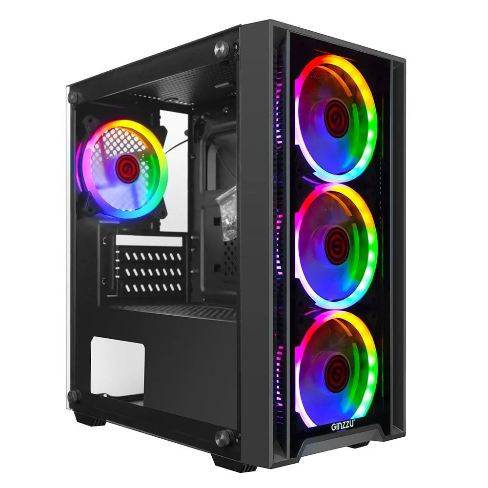 

Корпус Ginzzu CL610, mATX, Mini-Tower, USB 3.0, RGB подсветка, черный, без БП (CL610), CL610