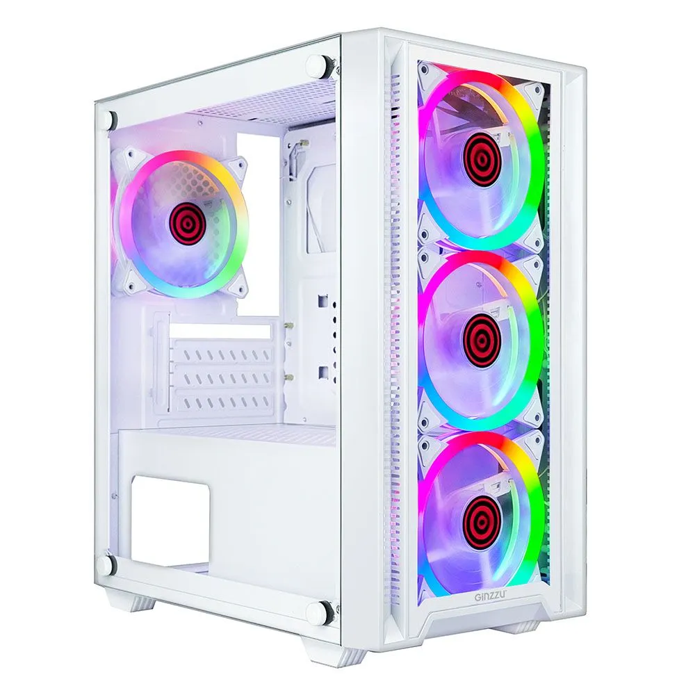 

Корпус Ginzzu CL620, mATX, Mini-Tower, USB 3.0, RGB подсветка, белый, без БП (CL620), CL620