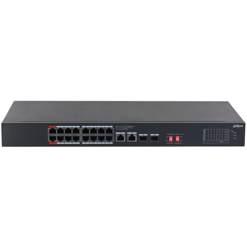 

Коммутатор Dahua DH-S3220-16GT-190, кол-во портов: 16x1 Гбит/с SFP 2x1 Гбит/с, кол-во SFP/uplink: RJ-45 2x1 Гбит/с, установка в стойку, PoE: 16x90 Вт (макс. 190 Вт) (DH-S3220-16GT-190), DH-S3220-16GT-190