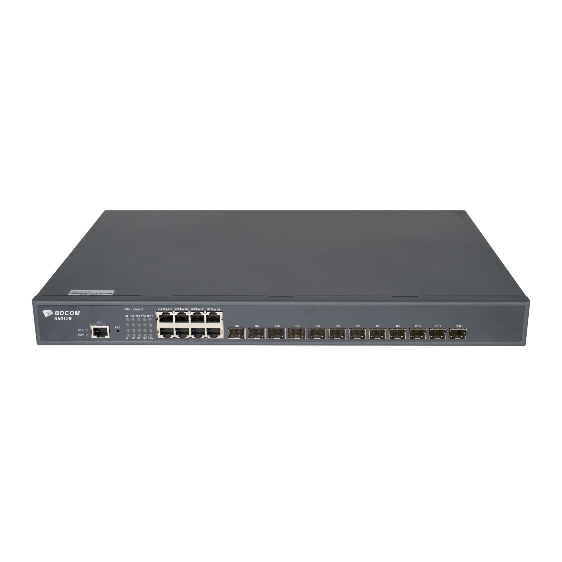 

Коммутатор BDCom S5612E, управляемый, кол-во портов: 8x1 Гбит/с, кол-во SFP/uplink: SFP+ 12x10 Гбит/с, установка в стойку (S5612E), S5612E