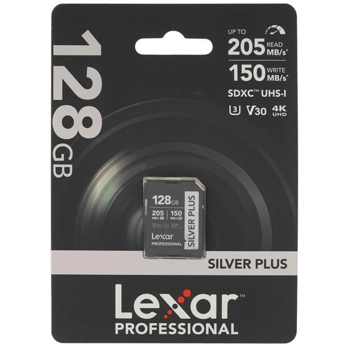 

Карта памяти 128Gb SDXC Lexar Professional Silver Plus Class 10 UHS-I U3 V30 (LSDSIPL128G-BNNNG)