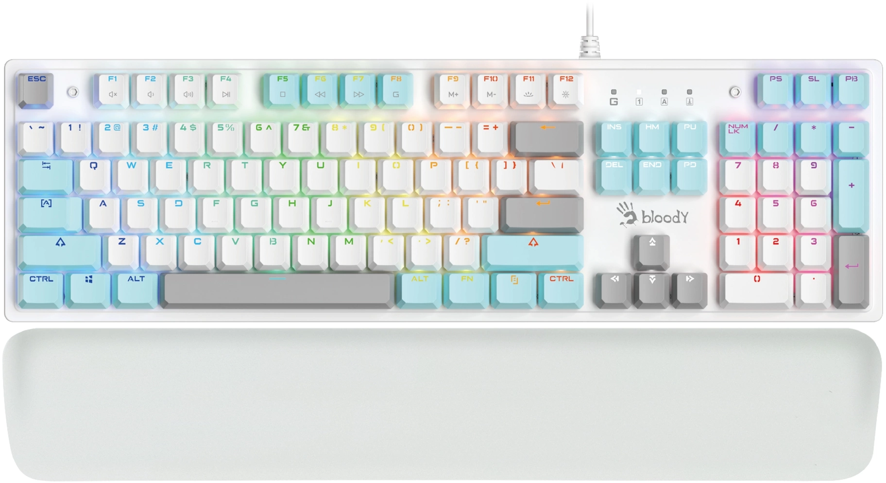 Клавиатура A4Tech Bloody S515R, USB, белый/голубой/серый (1994641)