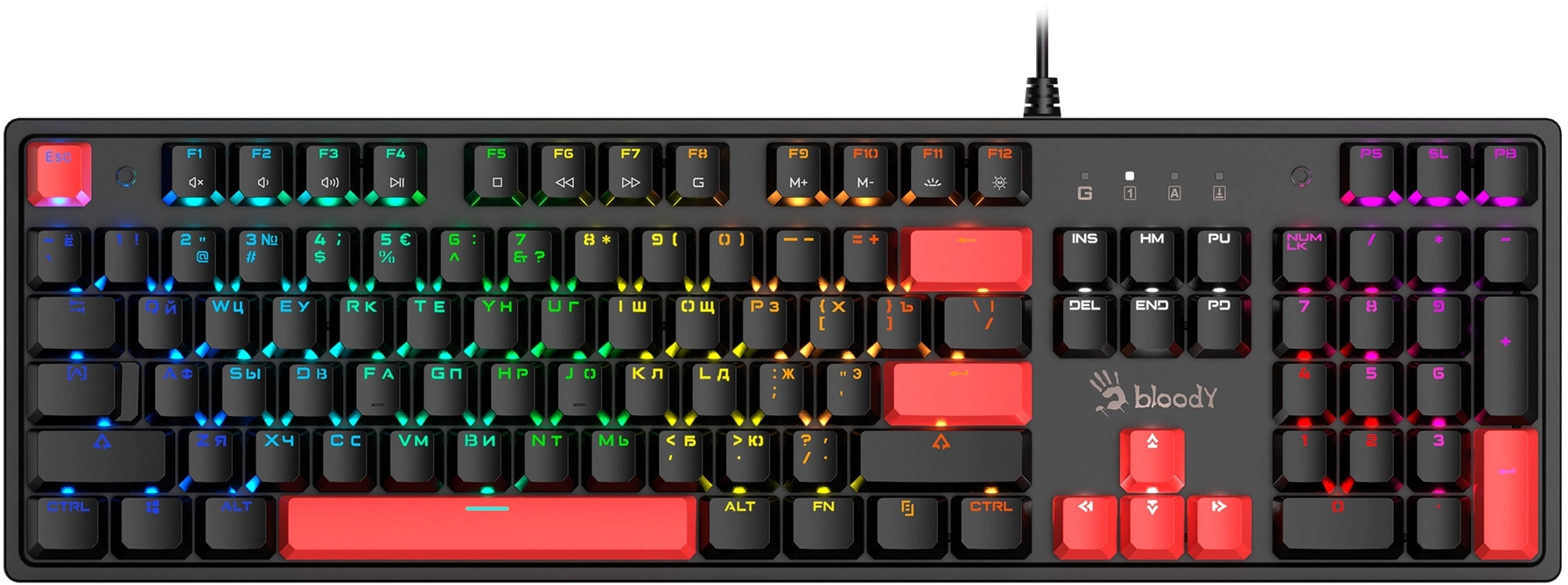 Клавиатура A4Tech Bloody S520N, USB, красный/черный (S520N BLACK)