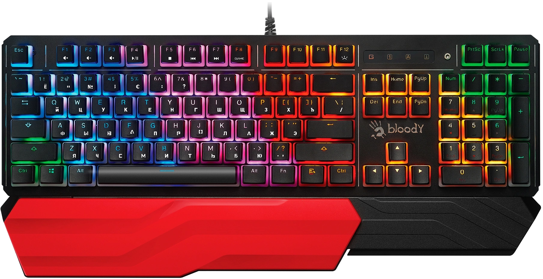 

Клавиатура проводная A4Tech Bloody B975P, механическая, LK Light Strike Libra Orange, подсветка, USB, красный/черный (1941931), Bloody B975P
