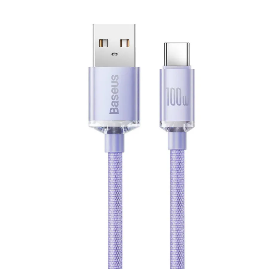 

Кабель USB(Am)-USB Type-C(m), экранированный, быстрая зарядка, 5А, 100 Вт, 2 м, фиолетовый, Baseus Crystal Shine (CAJY000505)