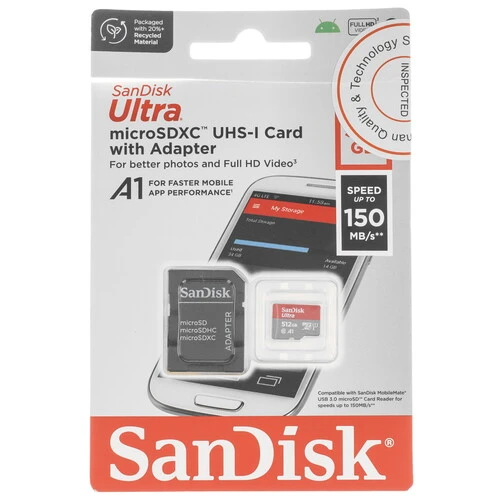 

Карта памяти 512Gb microSDXC Sandisk Ultra Class 10 UHS-I U1 A1 + адаптер (SDSQUAC-512G-GN6MA)