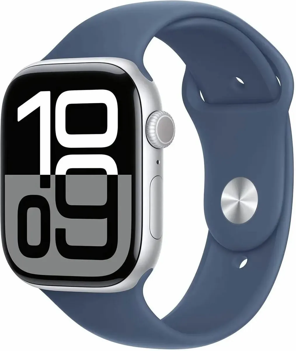 

Смарт-часы Apple Watch Series 10 A2999, 46мм, 1.96" OLED, серебристый/синий (MWWM3LW/A), Watch Series 10 A2999, 46мм